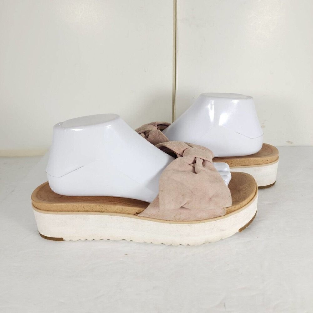 UGG Women's Joan US 10 Pink Suede Bow Open Toe Platform Slide Sandals - Picture 8 of 14